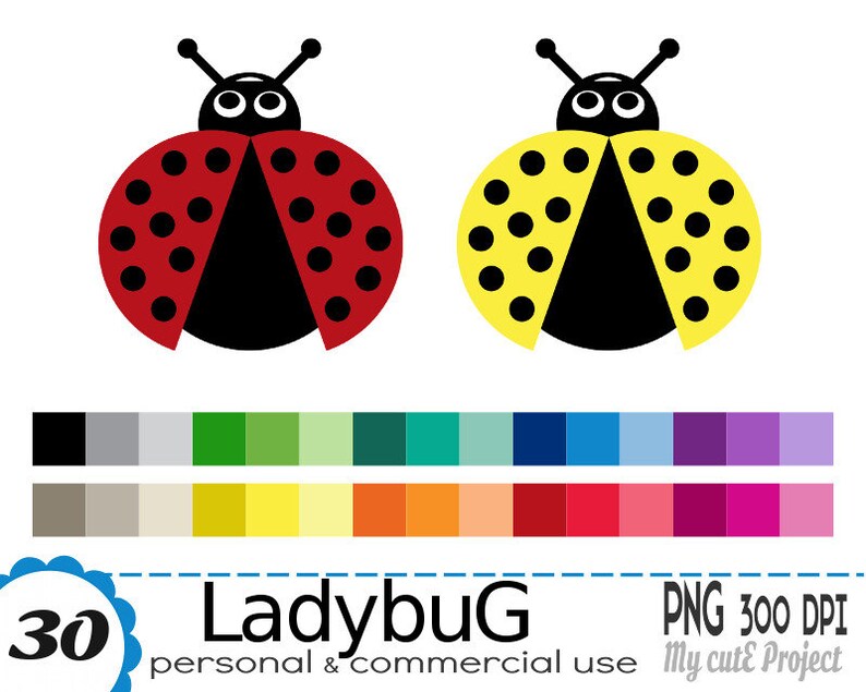 Marienkäfer Clipart 30 PNG Datei 300 dpi Instant | Etsy