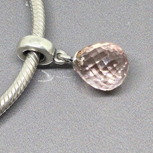 PANDORA Fascinating Beauty Dangle Bead with Pink Faceted Murano Glass Pandora Retired Pandora Charm 925 Sterling Silver SN082