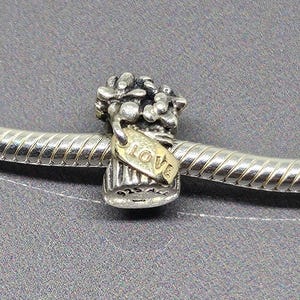PANDORA Love Bouquet Charm Silver 14K Love Bouquet Pandora Charm Retired Pandora Charm 925 Sterling Silver SN076