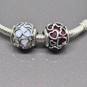 PANDORA Cerise Encased in Love Charm Pandora Hearts Openwork Crystal Charm Bead Pandora Retired Pandora Charm 925 Sterling Silver SL038A-B