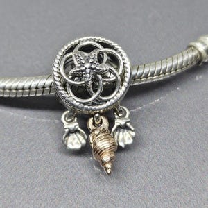 PANDORA Openwork Seashell Dreamcatcher Dangle Charm Retired Pandora Charm 925 Sterling Silver SV065