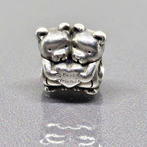 PANDORA Best Buddies Charm Friends Teddy Bears Charm Retired Pandora Charm 925 Sterling Silver SN013