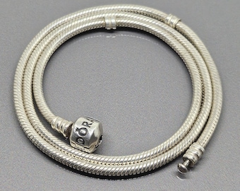 Vintage Pandora Moments Necklace Pandora Barrel Clasp Snake Necklace Pre 2011 50cm/19.5 Inches 925 Sterling Silver SB081