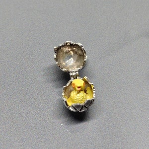 CHIM Vintage Baby Küken innerhalb Ei Bewegen Charme Emaille Huhn Ei Öffnung Charm Emaille auf Silber Charm 925 Sterling Silber SP065
