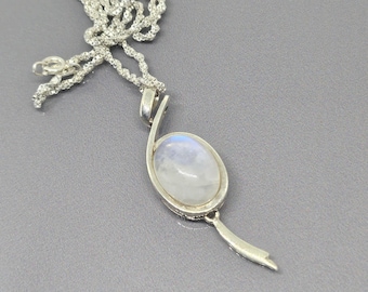 Mondstein Anhänger Anhänger Charm Edelstein Anhänger Halskette Anhänger mit Charm Baumeln Halskette 925 Sterling Silber SS041 R