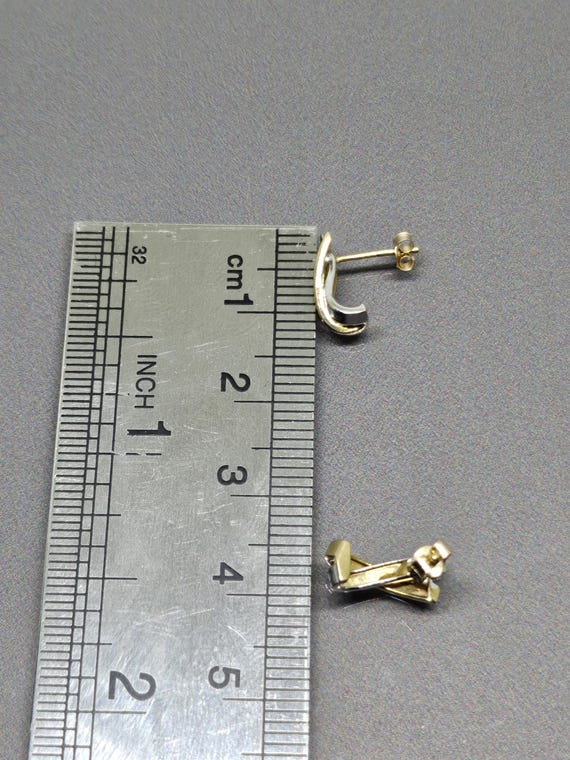 Cross Stud Earrings Solid Gold Earrings White Yel… - image 10