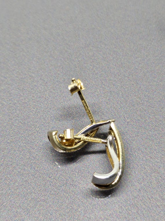 Cross Stud Earrings Solid Gold Earrings White Yel… - image 5