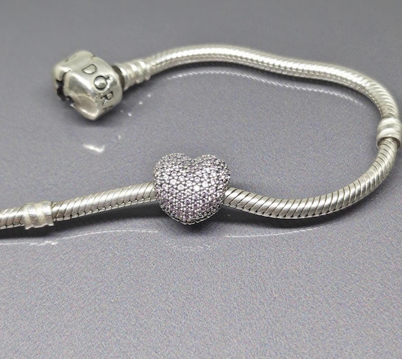PANDORA ピンクパヴェハートクリップチャーム パンクCZハートクリップ 