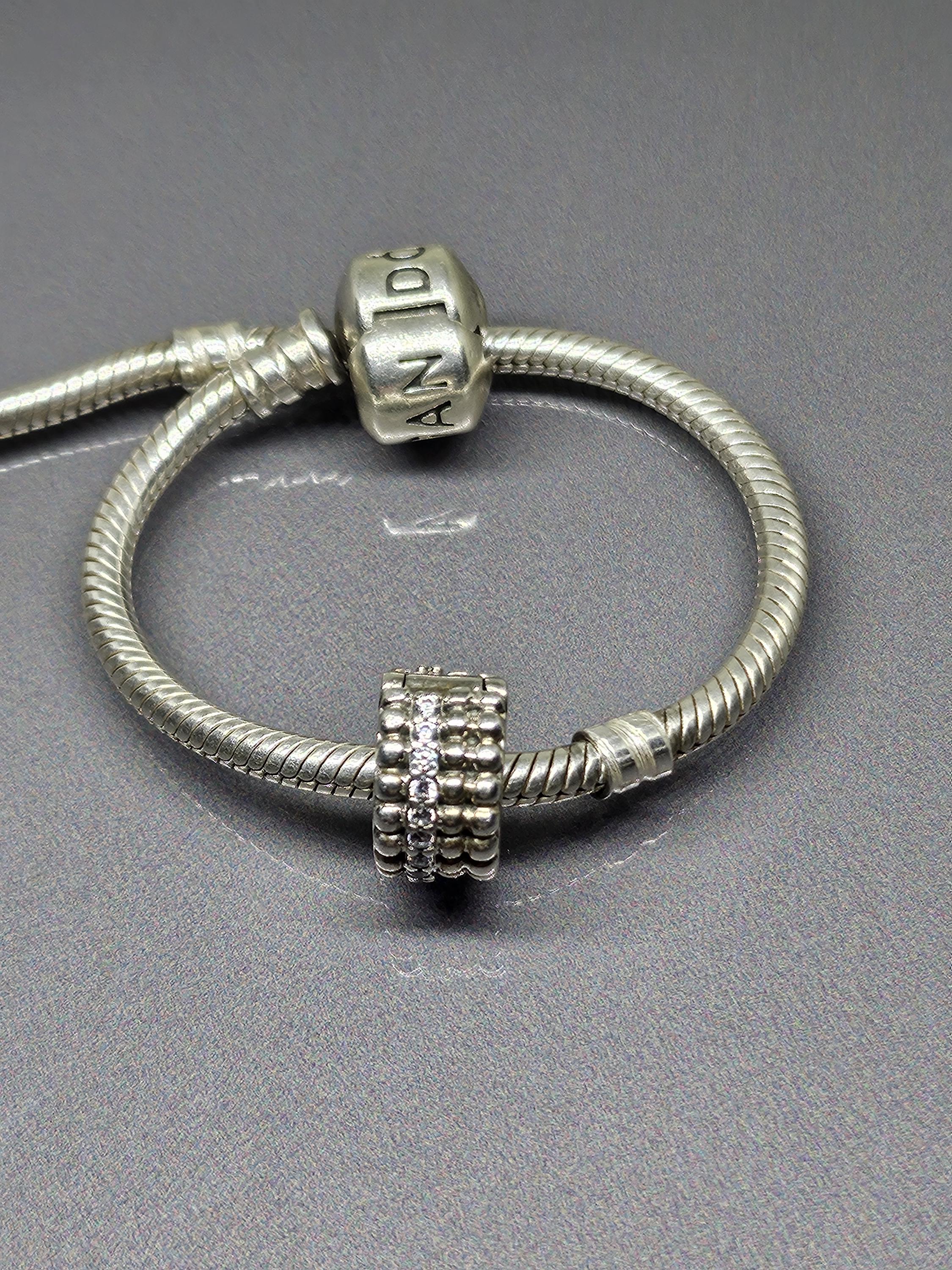 PANDORA ビーズクリップ クリアCZチャーム付き 廃盤 Pandora チャーム 