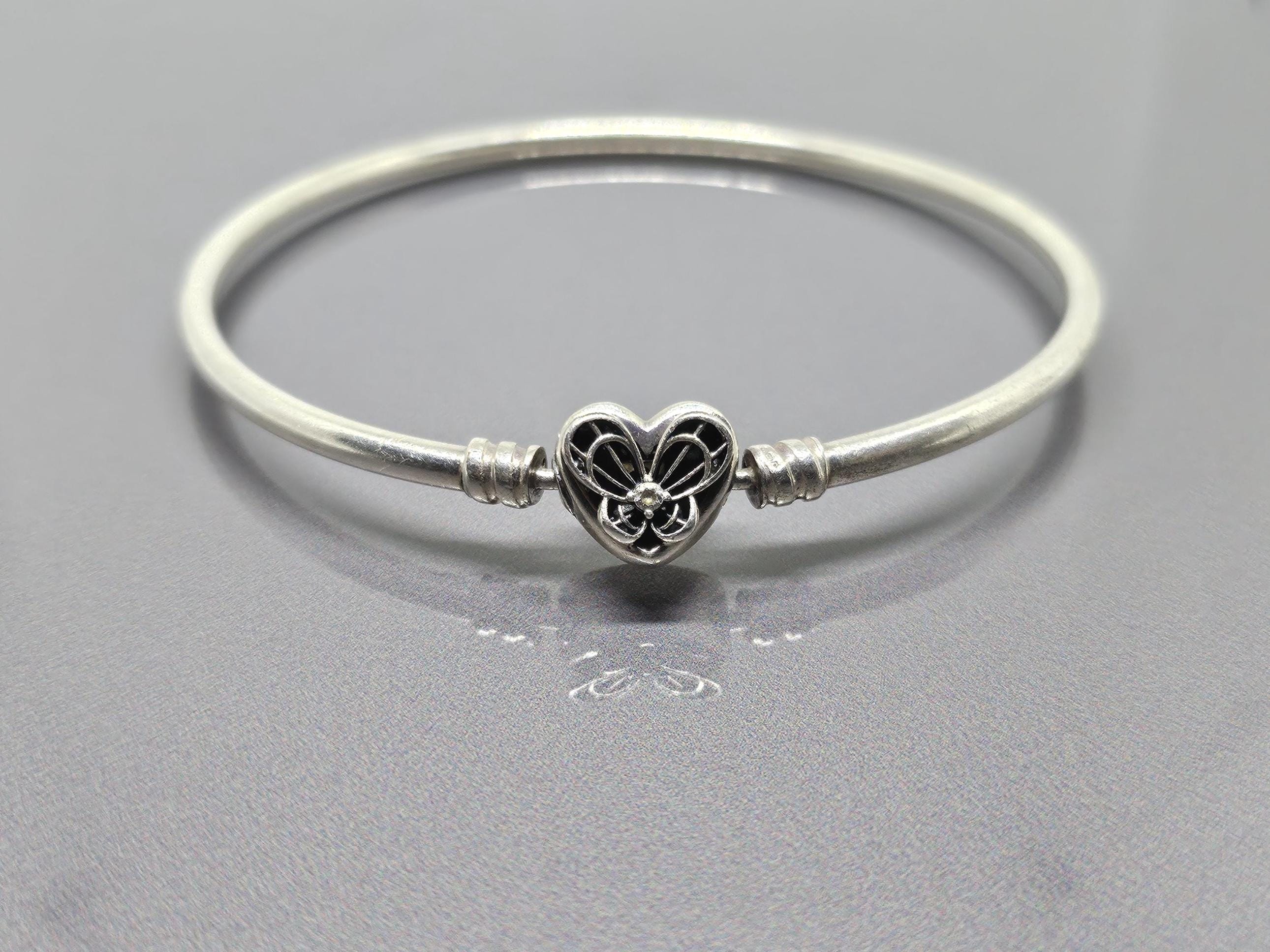 Pandora Moments Bangle With Butterfly Heart Clasp Pandora Moments 