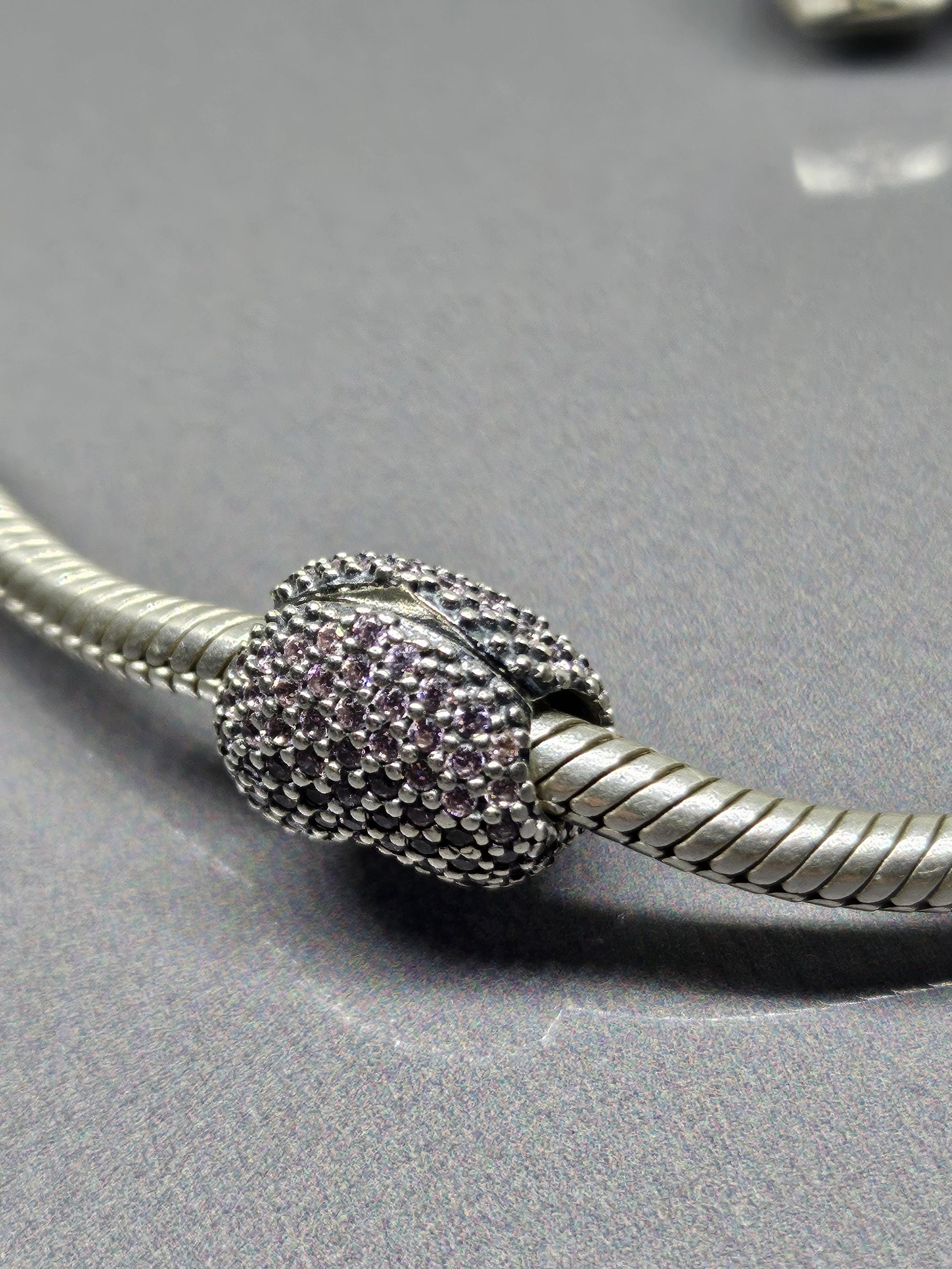 PANDORA ピンクパヴェハートクリップチャーム パンクCZハートクリップ 