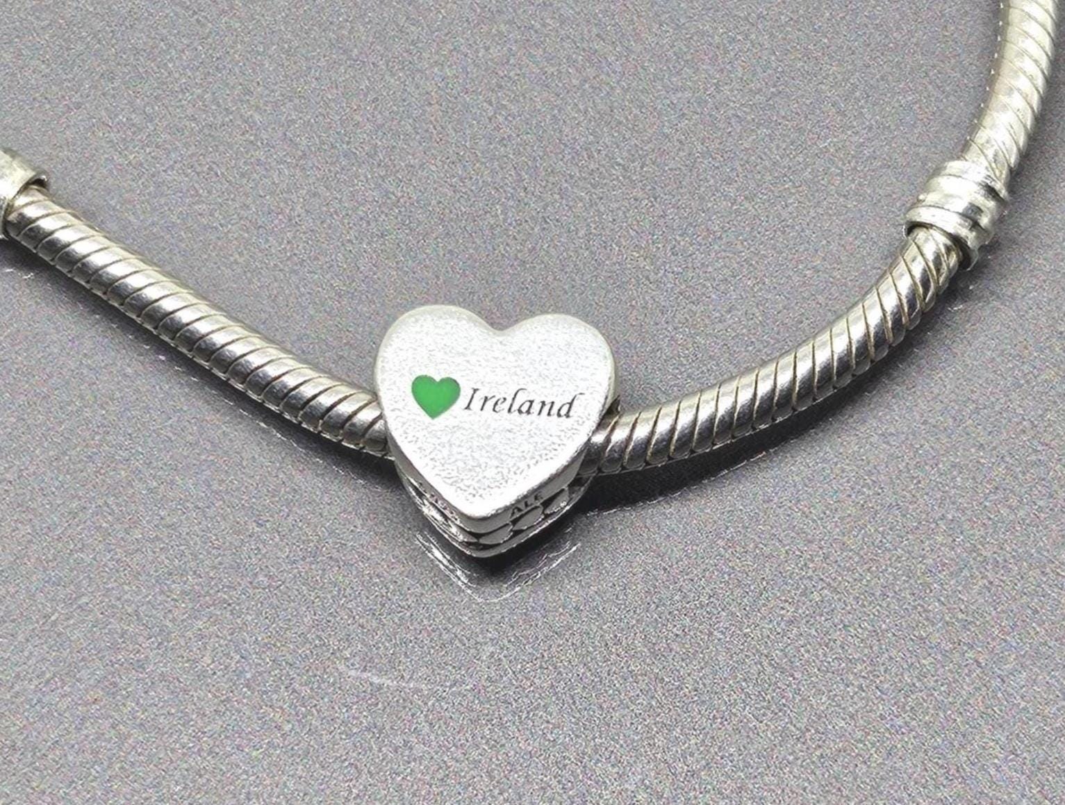 PANDORA Ireland Charm Ireland Love Heart Charm Ireland Travel Charm Pandora Charm 925 Sterling Silver SN014