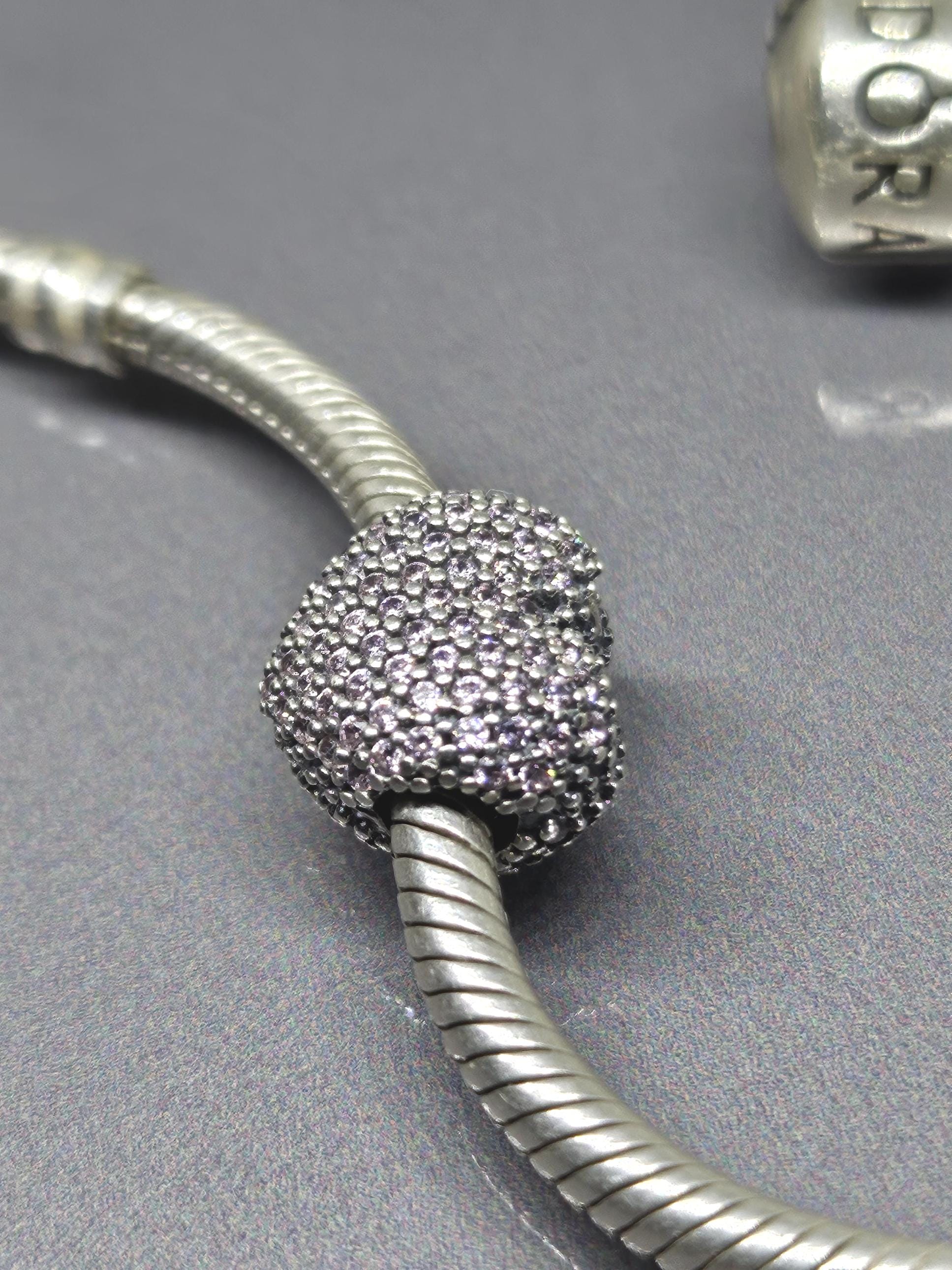 PANDORA ピンクパヴェハートクリップチャーム パンクCZハートクリップ 