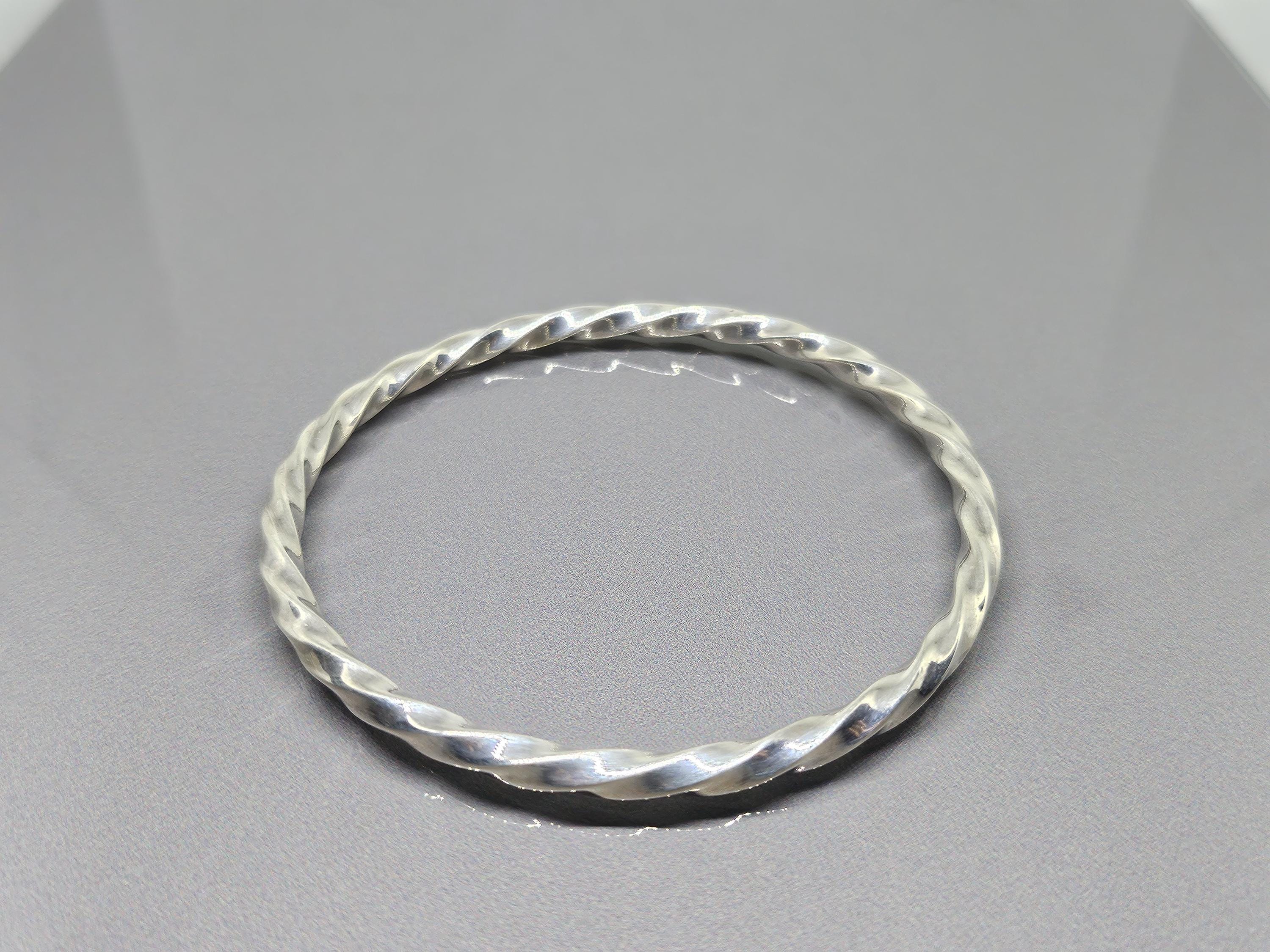 Vintage Solid Twist Bangle Bracelet Silver Twisted Bangle
