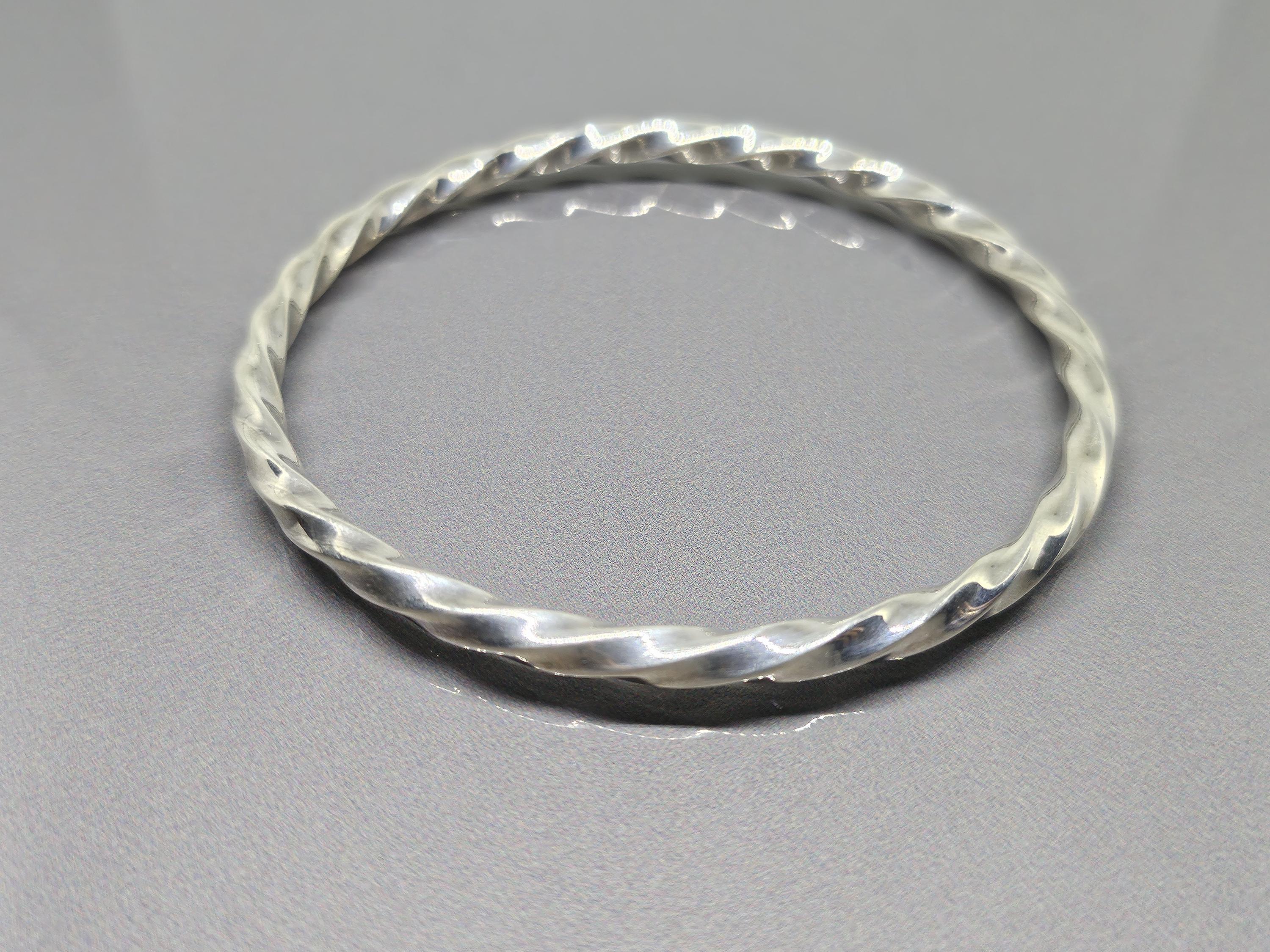 Vintage Solid Twist Bangle Bracelet Silver Twisted Bangle Bracelet