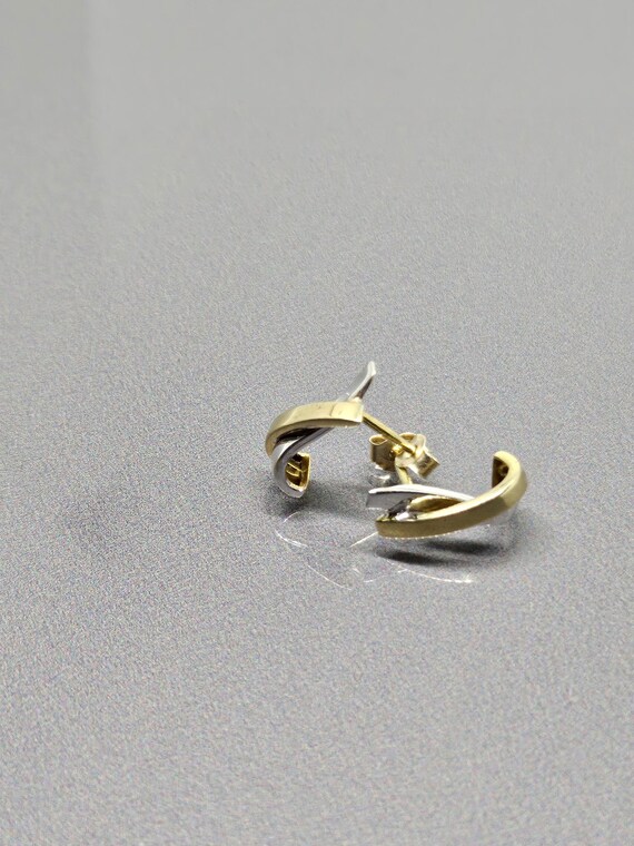 Cross Stud Earrings Solid Gold Earrings White Yel… - image 4