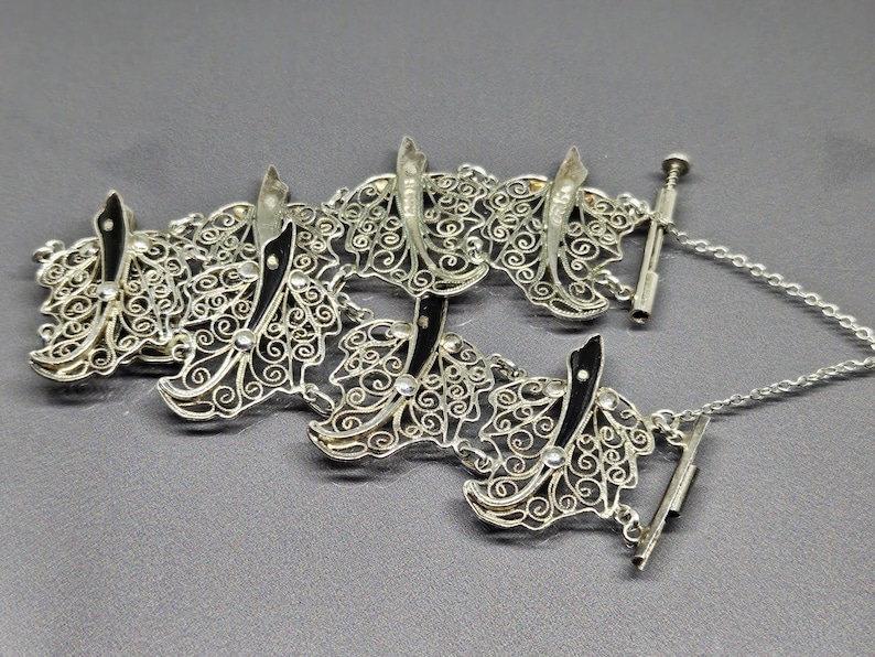 Vintage Middle Eastern Arabic Filigree Leaf Bracelet Ebony Black Horn ...