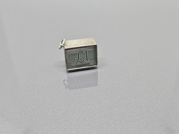 Vintage 1 Pound Note, In Emergency Break Glass Money Box Charm 925 Sterling Silver SN003 R