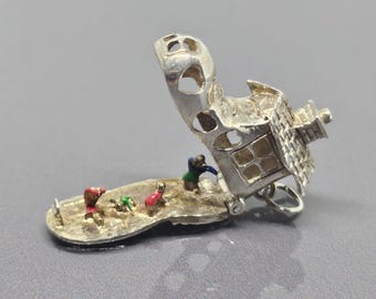 Old Mother Hubbard Boot Solid Silver Charm Old Lady Who Lived in a Shoe Charm 925 Sterling Silver SV107