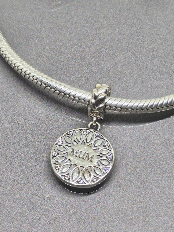 CHAMILIA Mum Charm Svarovski Crystals MUM Dangle Charm Bead Flower