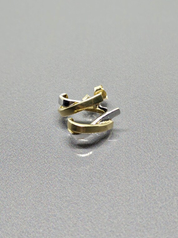 Cross Stud Earrings Solid Gold Earrings White Yel… - image 6