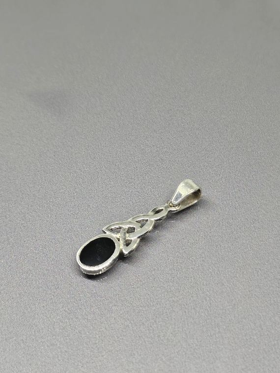 Celtic Onyx Stone Pendant Trinity Loop Drop with … - image 1