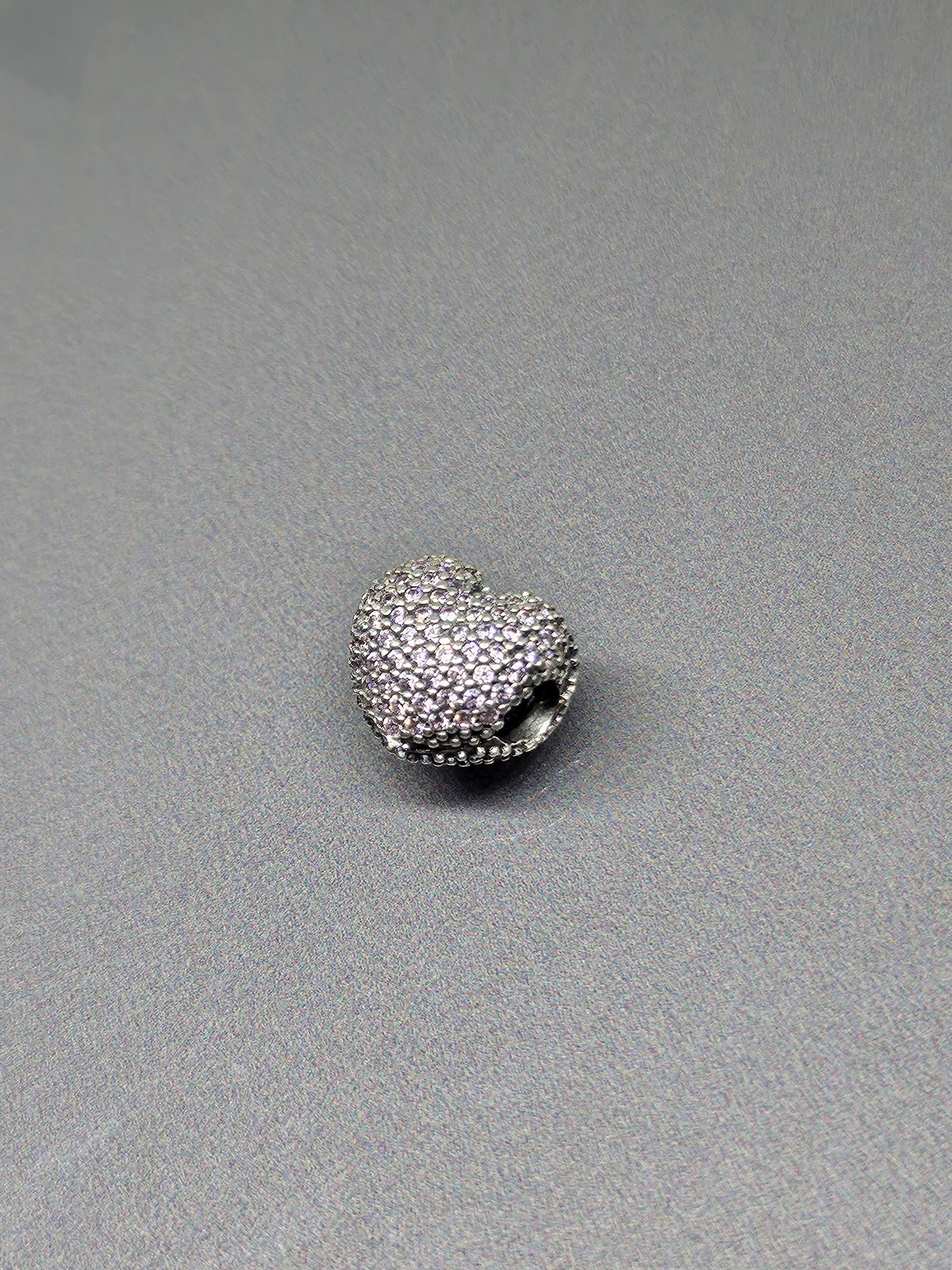 PANDORA ピンクパヴェハートクリップチャーム パンクCZハートクリップ 