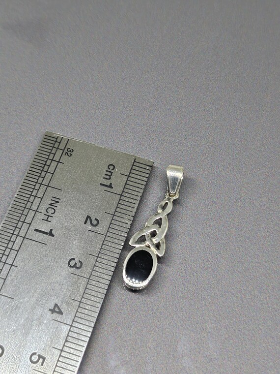 Celtic Onyx Stone Pendant Trinity Loop Drop with … - image 4
