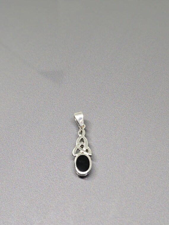 Celtic Onyx Stone Pendant Trinity Loop Drop with … - image 2
