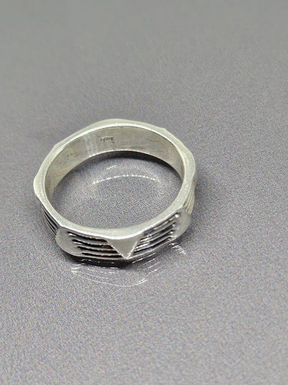 Triangle Pattern Ring Ribbed Band Ring Minimalist… - image 4