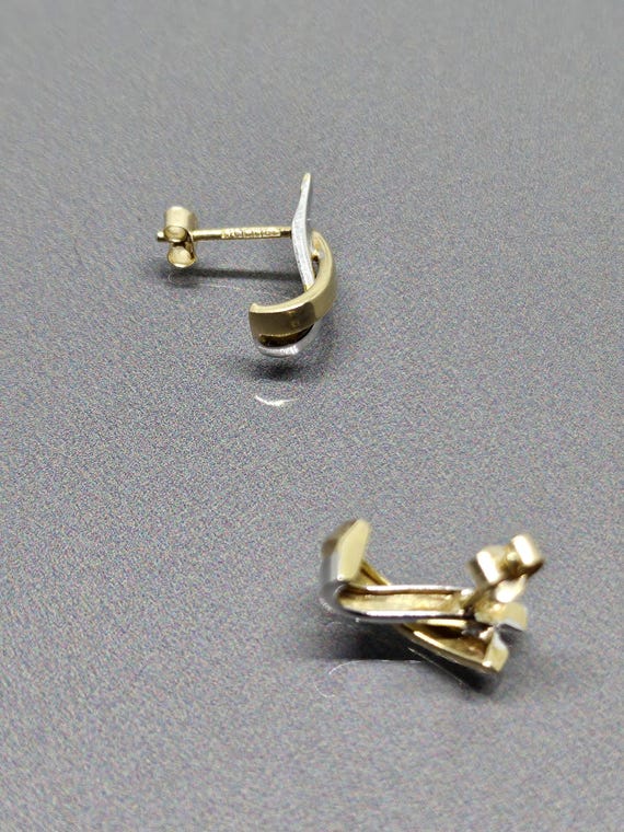 Cross Stud Earrings Solid Gold Earrings White Yel… - image 9