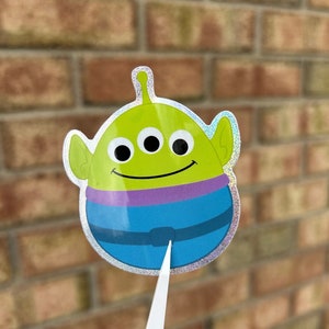 Green Alien Glitter Vinyl Sticker
