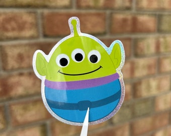 Green Alien Glitter Vinyl Sticker