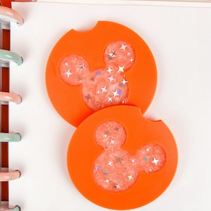 Orange Glitter Mouse Car Coasters | Car Acessory