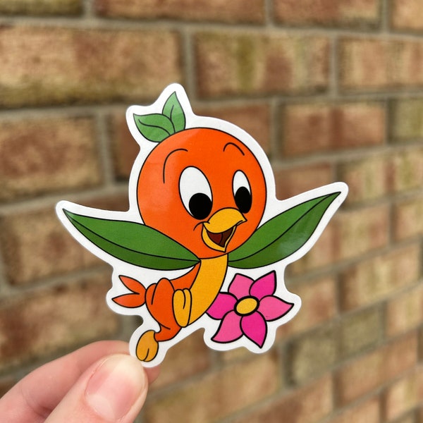 Orange Bird Glossy Vinyl Water-resistant Sticker