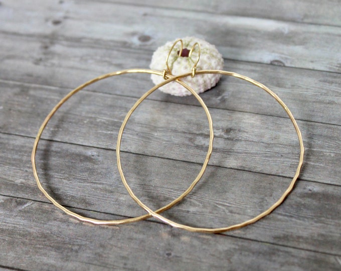 14K Goldfill Hammered Hoops