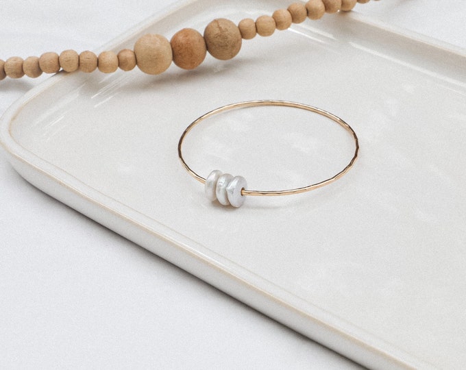 Triple Coin Pearl Bangle