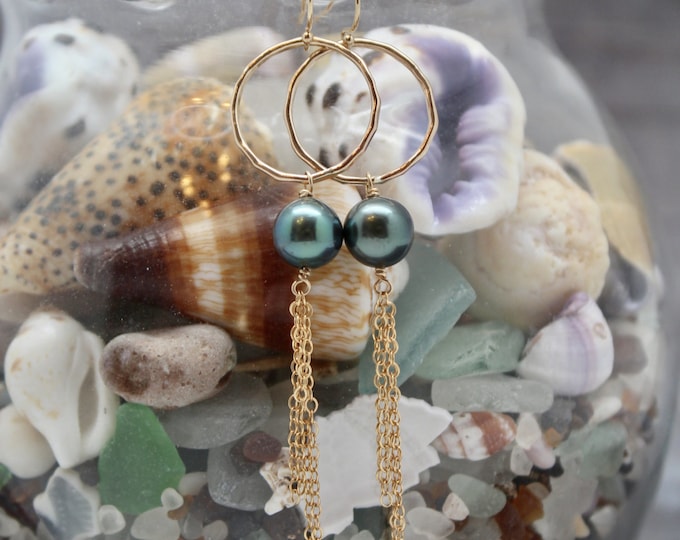 Tahitian Pearl Hoop Dangles