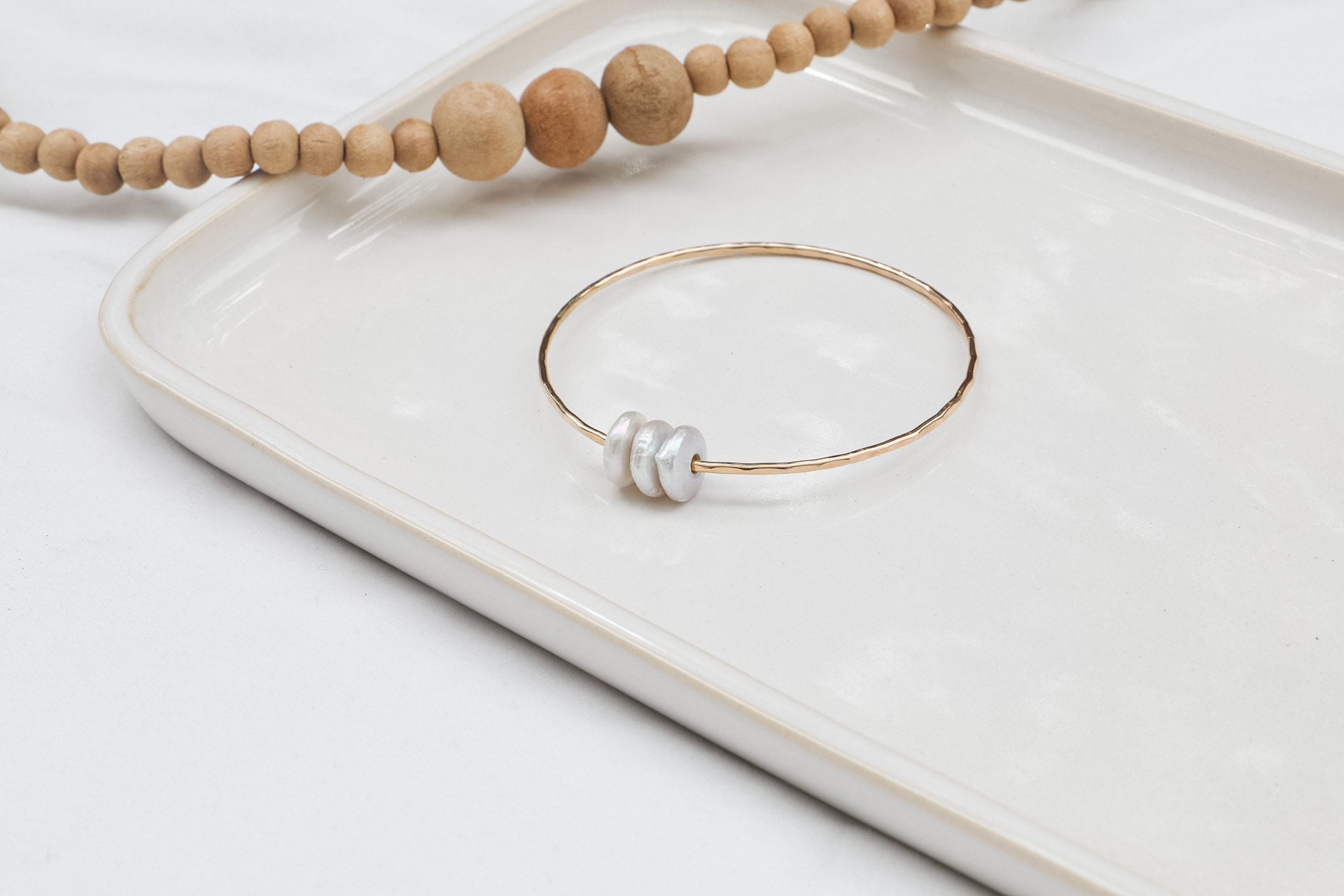 Triple Coin Pearl Bangle