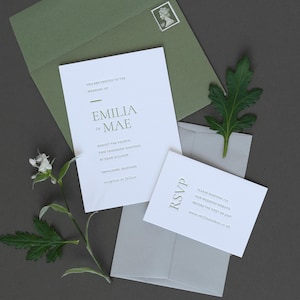 Letterpress Wedding Invitation Suite (Main Invite and RSVP) (SAMPLE) - Mae Design