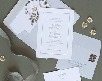 Letterpress Wedding Invitation Suite (Main Invite and RSVP) (SAMPLE) - Isadora Design