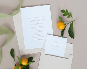 Letterpress Wedding Invitation Suite (Main Invite and RSVP) (SAMPLE) - Jones Design