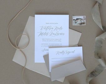 Letterpress Wedding Invitation Suite (Main Invite and RSVP) (SAMPLE) - Lawrence Design