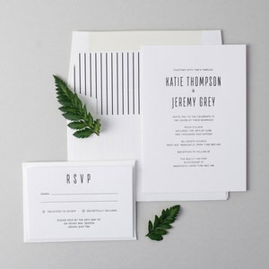 Letterpress Wedding Invitation Suite (Main Invite and RSVP) (SAMPLE) - Grey Design