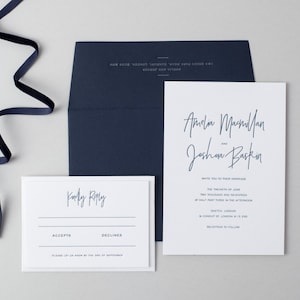 Letterpress Wedding Invitation Suite (Main Invite and RSVP) (SAMPLE) - Amelia Design