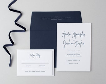 Letterpress Wedding Invitation Suite (Main Invite and RSVP) (SAMPLE) - Amelia Design