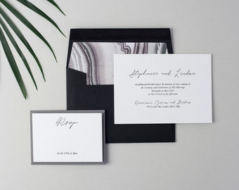 Letterpress Wedding Invitation Suite (Main Invite and Envelopes) (50 Pieces) - Stephanie Design