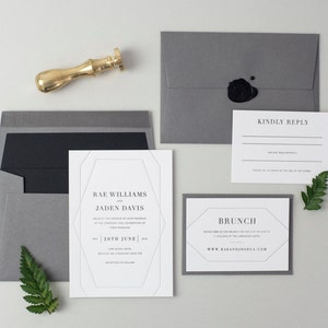 Letterpress Wedding Invitation Suite (Main Invite, RSVP and Small Insert Card) (SAMPLE) - Davis Design
