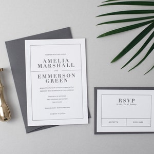 Letterpress Wedding Invitation Suite (Main Invite and RSVP) (SAMPLE) - Emmerson Design