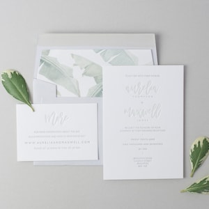 Letterpress Wedding Invitation Suite (Main Invite and Envelopes) (50 Pieces) - Aurelia Design